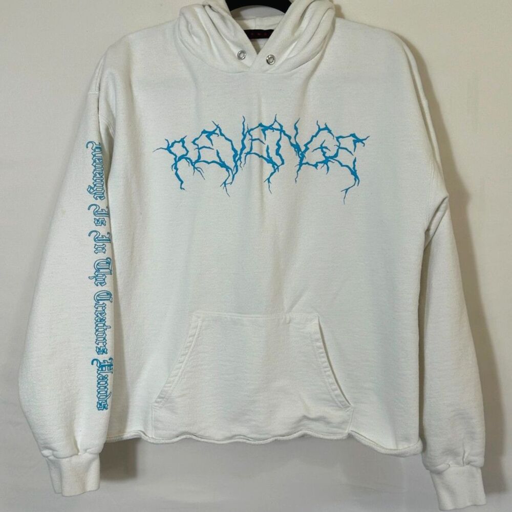 Revenge In The Hands of The Creator Anarchy Blue Lightning Hoodie White Size M